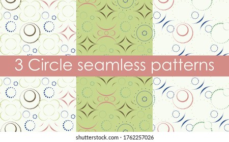 Pack of 3 summer bright seamless abstract patterns in pastel shades