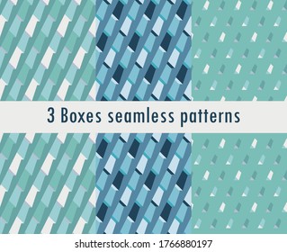 Pack of 3 summer vibrant seamless geometric patterns in trendy shades