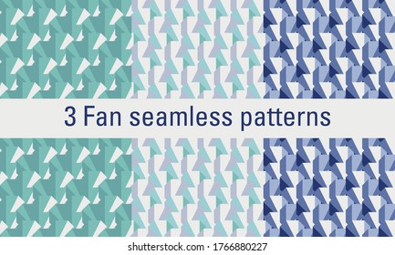  Pack of 3 summer vibrant seamless geometric patterns in trendy shades