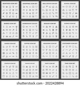 Paquete de 320 iconos de línea delgada, para ilustración vectorial de colección de diseño gráfico y web