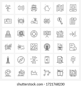 Pack of 36 Universal Line Icons for Web Applications coordinate; pumpkin; two ways; food; mail Vector Illustration