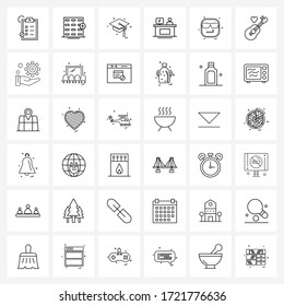 Pack of 36 Universal Line Icons for Web Applications emote; travel; hat; service; hotel Vector Illustration