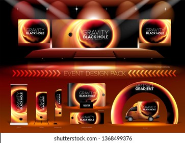 A pack of 3D event design medias with graphic theme, in vector format, in RGB color. It is suitable for event design, event planing, concert, seminar, etc.