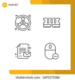 Pack of 4 creative Filledline Flat Colors of eco; message; nature; ram; gadget Editable Vector Design Elements