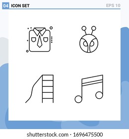 Paquete de 4 colores planos de línea llana creativos de ropa; hijo; desgaste laboral; criptográfico; elementos de diseño de vectores editables con diapositivas