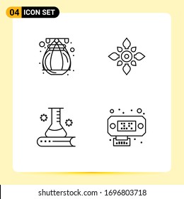 Pack of 4 creative Filledline Flat of india; science and education; celebrate; diwali; science information Editable Vector Design Elements