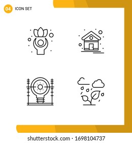 Pack of 4 creative Filledline Flat Colors of exercise; energy; wellness; homepage; generation Editable Vector Design Elements
