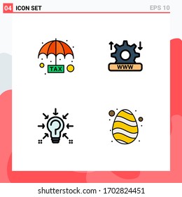 Pack of 4 creative Filledline Flat Colors of evasion; question; protection; system; solution Editable Vector Design Elements