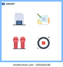 Paquete de 4 iconos planos creativos de publicidad; proceso de diseño; prospecto; diseño; cómodos elementos de diseño de vectores editables