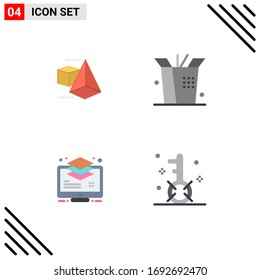 Pack of 4 creative Flat Icons of model; monitor; food; layer; keywords Editable Vector Design Elements