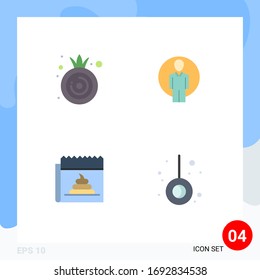 Paquete de 4 iconos planos creativos de comida; engaño; usuario; imagen; elementos de diseño de vectores editables de noticias