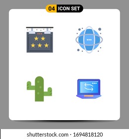Paquete de 4 iconos planos creativos de cinco; cactus; estrella; información; elementos de diseño de vectores editables por naturaleza