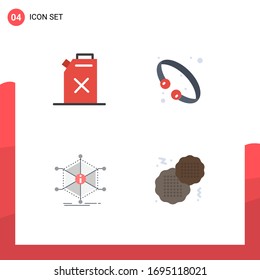 Pack of 4 creative Flat Icons of gasoline; help; bangle; jewelry; information Editable Vector Design Elements