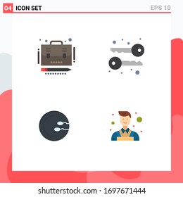 Pack of 4 creative Flat Icons of business; reproduction; case; symmetric; decorator Editable Vector Design Elements