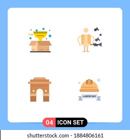 Pack of 4 creative Flat Icons of box; hinduism; filter; singer; indian Editable Vector Design Elements