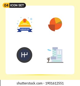 Pack of 4 creative Flat Icons of cap; gearshift; helmet; chart; office Editable Vector Design Elements