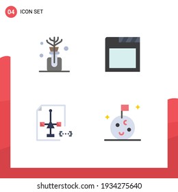 Packung mit 4 kreativen Flach-Ikonen von Aromen; Dokument; App; Kodierung; Flag Bearbeitbare Vectordesign-Elemente