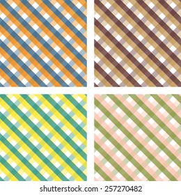 Pack of 4 double-banded, colorful, seamless gingham patterns