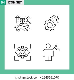 Pack of 4 Line Style Icon Set. Outline Symbols for print. Creative Signs Isolated on White Background. 4 Icon Set.