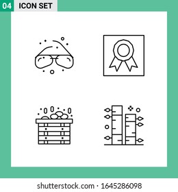 Pack of 4 Line Style Icon Set. Outline Symbols for print. Creative Signs Isolated on White Background. 4 Icon Set.