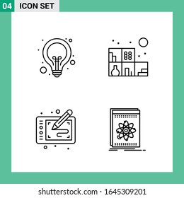 Pack of 4 Line Style Icon Set. Outline Symbols for print. Creative Signs Isolated on White Background. 4 Icon Set.