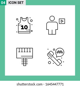 Pack of 4 Line Style Icon Set. Outline Symbols for print. Creative Signs Isolated on White Background. 4 Icon Set.