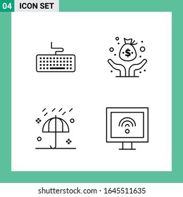 Pack of 4 Line Style Icon Set. Outline Symbols for print. Creative Signs Isolated on White Background. 4 Icon Set.