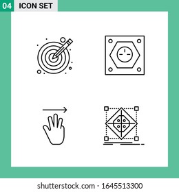 Pack of 4 Line Style Icon Set. Outline Symbols for print. Creative Signs Isolated on White Background. 4 Icon Set.