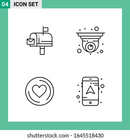 Pack of 4 Line Style Icon Set. Outline Symbols for print. Creative Signs Isolated on White Background. 4 Icon Set.