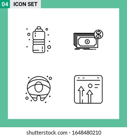Pack of 4 Line Style Icon Set. Outline Symbols for print. Creative Signs Isolated on White Background. 4 Icon Set.