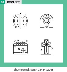 Pack of 4 Line Style Icon Set. Outline Symbols for print. Creative Signs Isolated on White Background. 4 Icon Set.