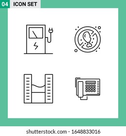 Pack of 4 Line Style Icon Set. Outline Symbols for print. Creative Signs Isolated on White Background. 4 Icon Set.