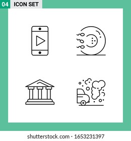 Pack of 4 Line Style Icon Set. Outline Symbols for print. Creative Signs Isolated on White Background. 4 Icon Set.