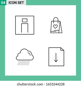 Pack of 4 Line Style Icon Set. Outline Symbols for print. Creative Signs Isolated on White Background. 4 Icon Set.