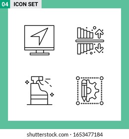 Pack of 4 Line Style Icon Set. Outline Symbols for print. Creative Signs Isolated on White Background. 4 Icon Set.