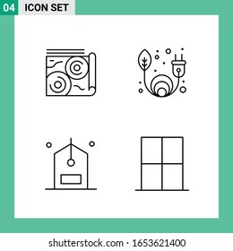 Pack of 4 Line Style Icon Set. Outline Symbols for print. Creative Signs Isolated on White Background. 4 Icon Set.