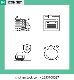 Pack of 4 Line Style Icon Set. Outline Symbols for print. Creative Signs Isolated on White Background. 4 Icon Set.