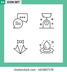 Pack of 4 Line Style Icon Set. Outline Symbols for print. Creative Signs Isolated on White Background. 4 Icon Set.