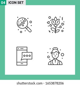 Pack of 4 Line Style Icon Set. Outline Symbols for print. Creative Signs Isolated on White Background. 4 Icon Set.