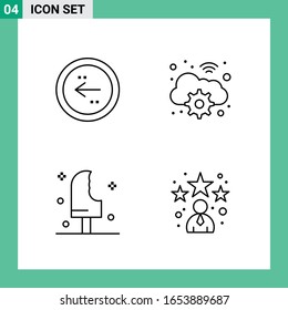 Pack of 4 Line Style Icon Set. Outline Symbols for print. Creative Signs Isolated on White Background. 4 Icon Set.
