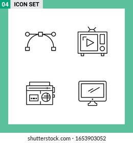 Pack of 4 Line Style Icon Set. Outline Symbols for print. Creative Signs Isolated on White Background. 4 Icon Set.