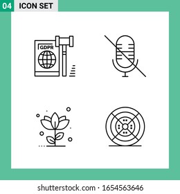 Pack of 4 Line Style Icon Set. Outline Symbols for print. Creative Signs Isolated on White Background. 4 Icon Set.