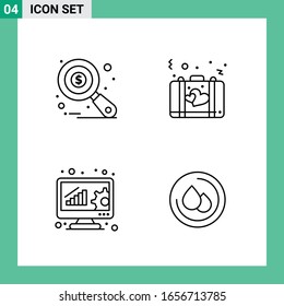 Pack of 4 Line Style Icon Set. Outline Symbols for print. Creative Signs Isolated on White Background. 4 Icon Set.