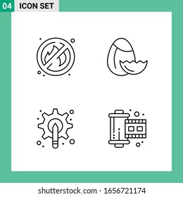 Pack of 4 Line Style Icon Set. Outline Symbols for print. Creative Signs Isolated on White Background. 4 Icon Set.