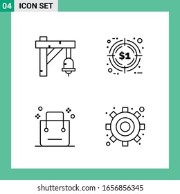 Pack of 4 Line Style Icon Set. Outline Symbols for print. Creative Signs Isolated on White Background. 4 Icon Set.