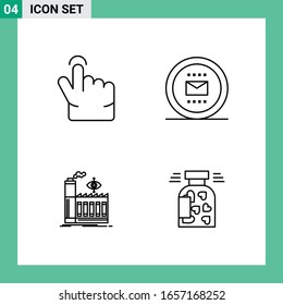 Pack of 4 Line Style Icon Set. Outline Symbols for print. Creative Signs Isolated on White Background. 4 Icon Set.