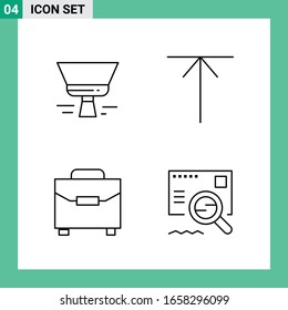 Pack of 4 Line Style Icon Set. Outline Symbols for print. Creative Signs Isolated on White Background. 4 Icon Set.