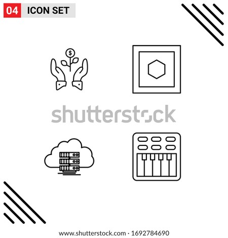 Pack of 4 Modern Filled line Flat Colors Signs and Symbols for Web Print Media such as growth; six sides; growing; raise; storage Editable Vector Design Elements