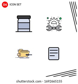 Pack of 4 Modern Filledline Flat Colors Signs and Symbols for Web Print Media such as baby; skrewdriver; gear; spanner; technical Editable Vector Design Elements