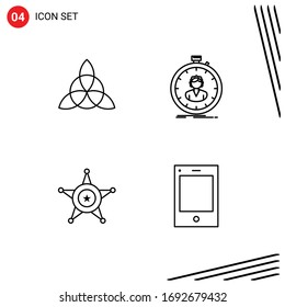 Pack of 4 Modern Filledline Flat Colors Signs and Symbols for Web Print Media such as celtic; police; fast; timer; usa Editable Vector Design Elements